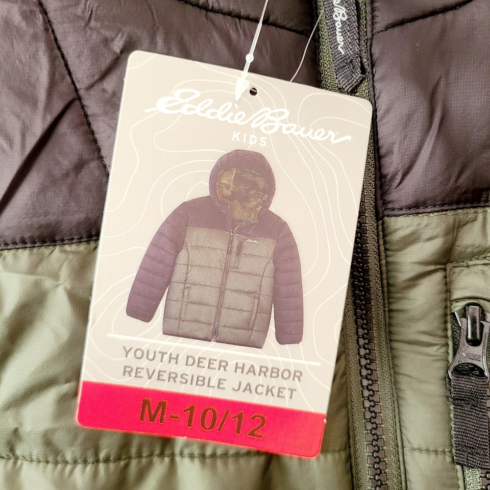 🥳FINAL PRICE👍NWT‼️Eddie Bauer Kid's Youth Deer Harbor REVERSIBLE Hooded Jacket - Picture 7 of 16
